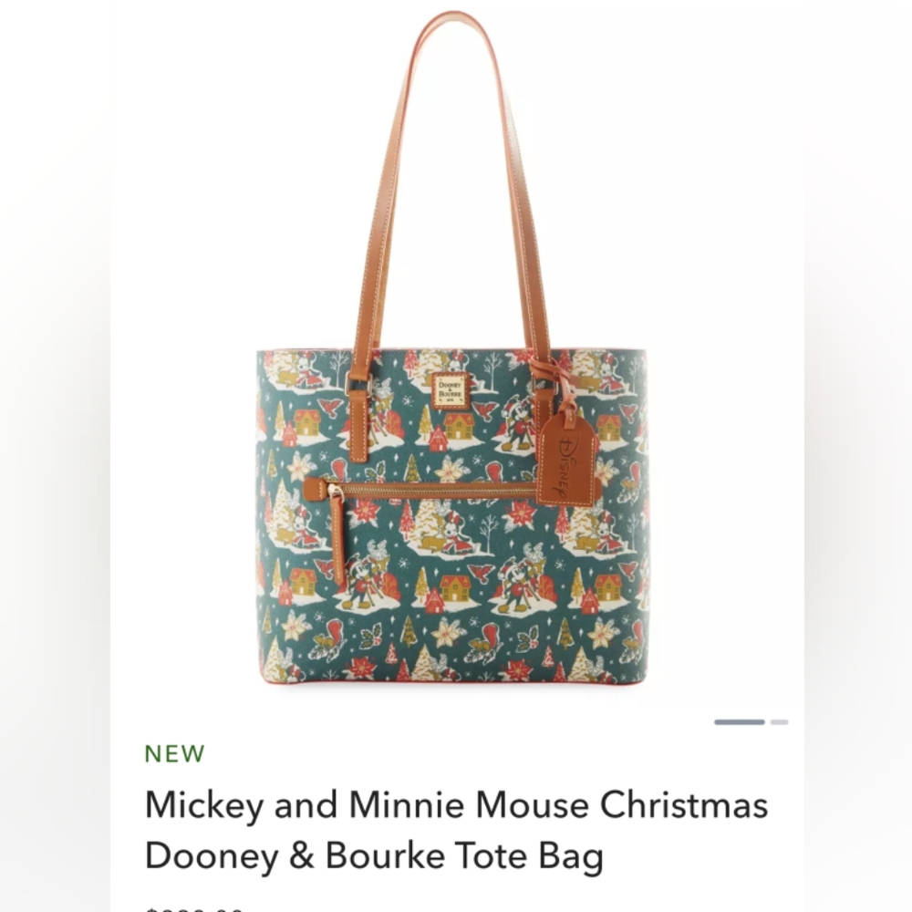 NWT Disney Mickey and Minnie Mouse Christmas Dooney & Bourke Tote Bag